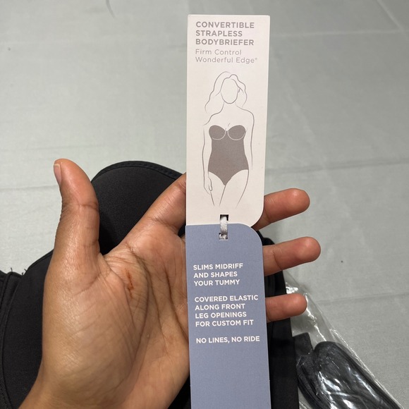 Ambrielle Black Nylon 40C Strapless Shapewear Bodysuit Firm Control Bodybriefer - Picture 6 of 8